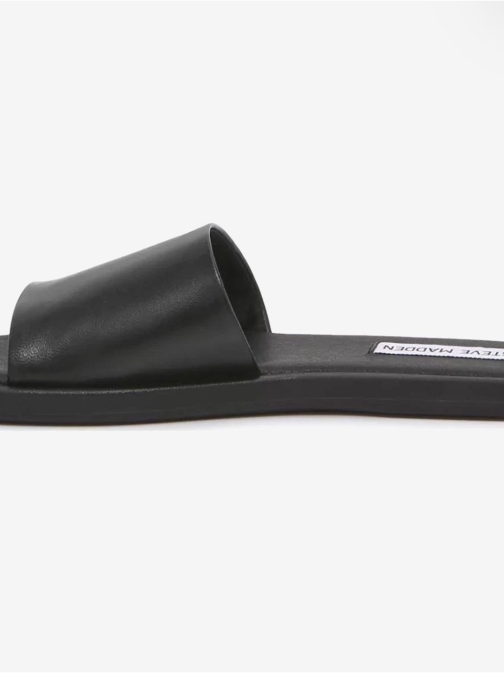 Steve Madden Black Single-Band Slide Sandals - Picture 2 of 4